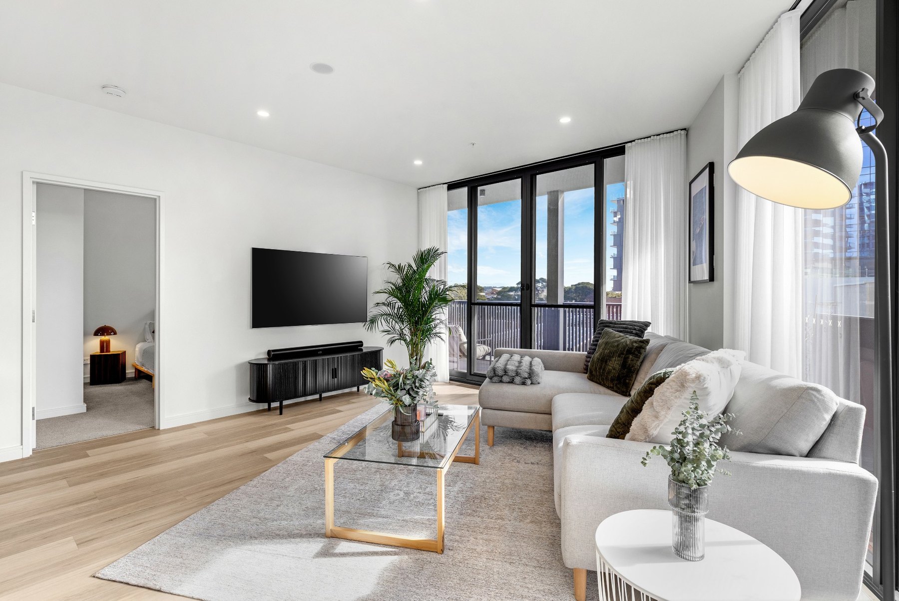 Bright modern Newcastle apartment living room
