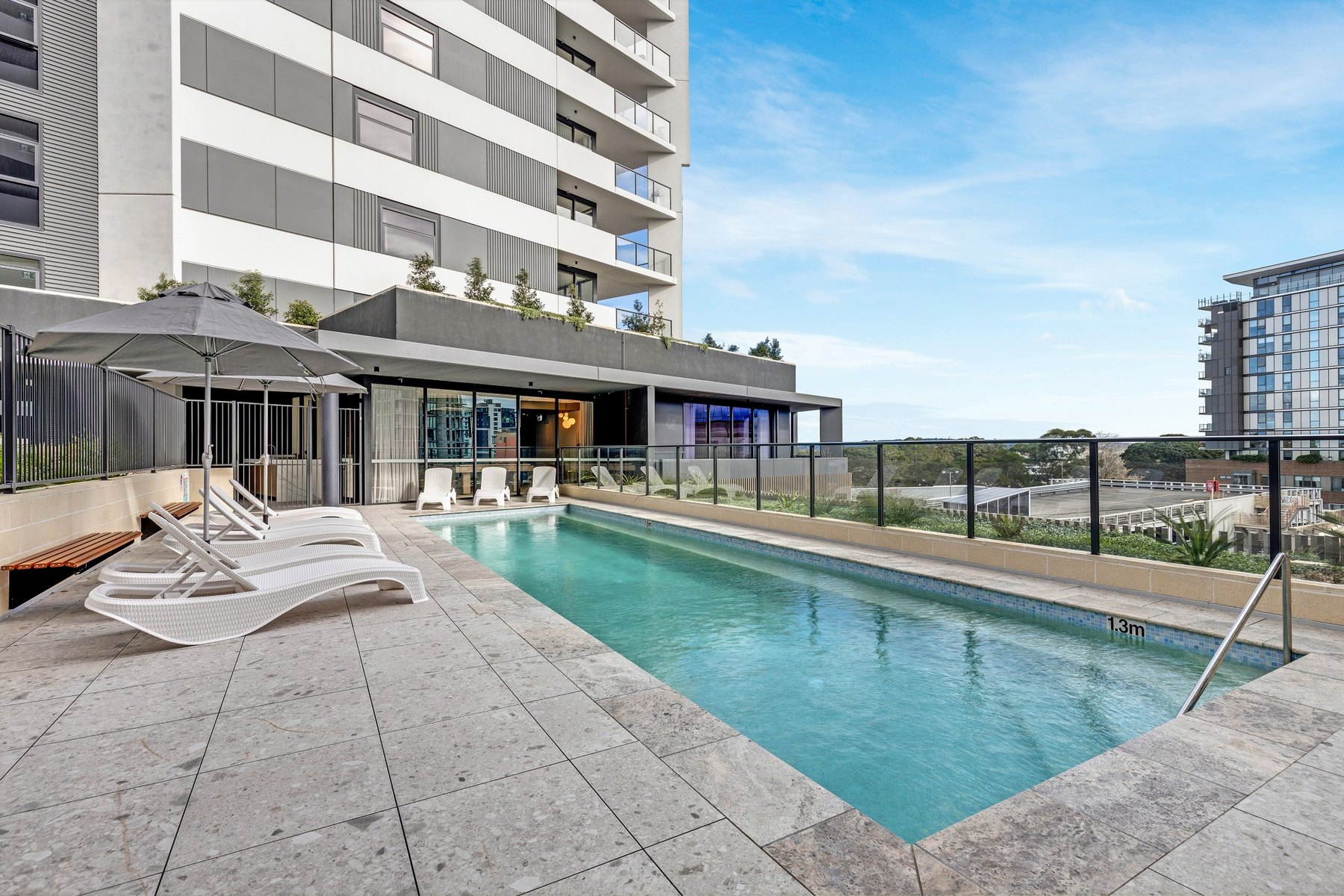 Apartment building swimming pool